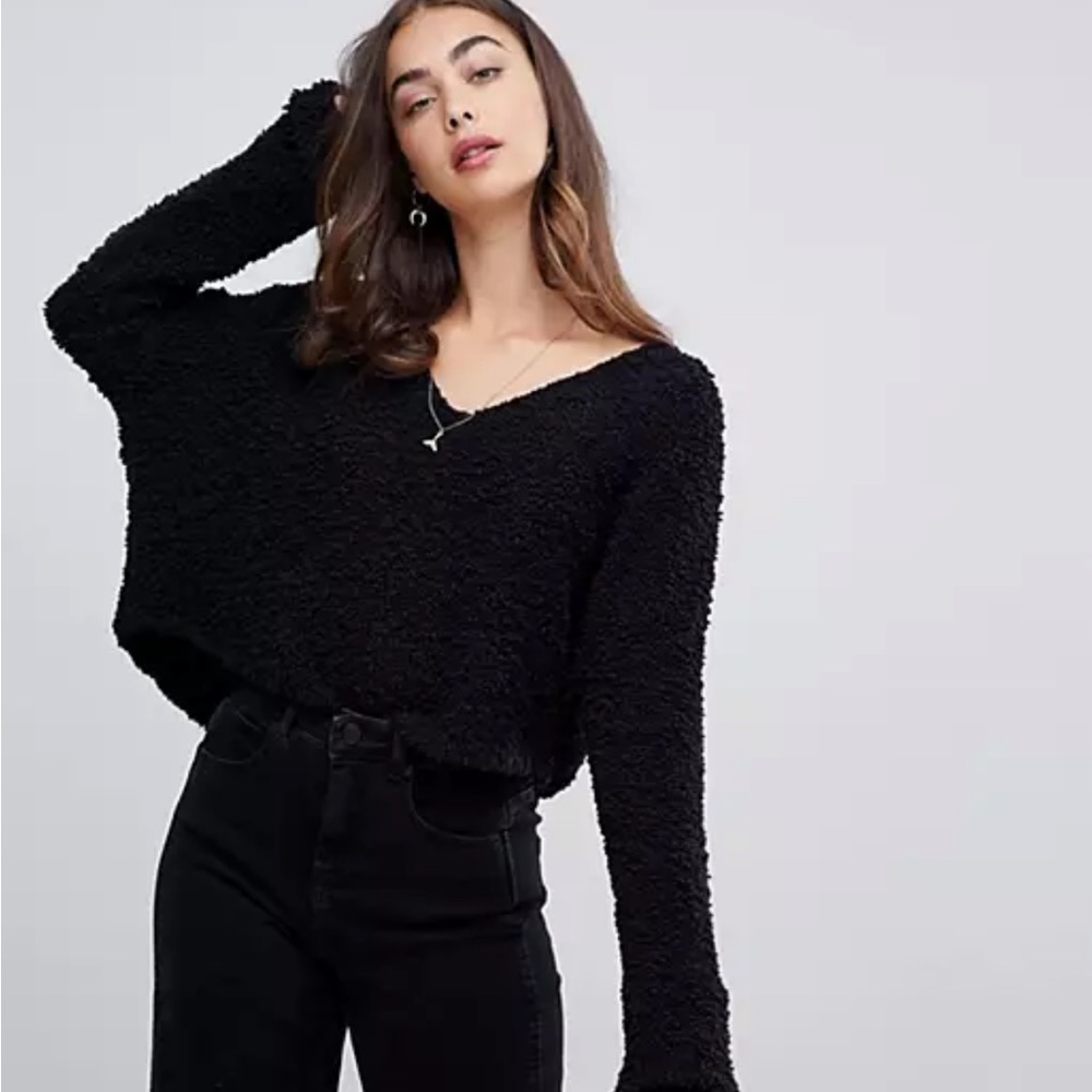 Free people cropped popcorn sweater